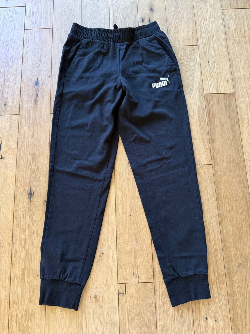 Puma Black kids Jogger Sweatpants with White Logo